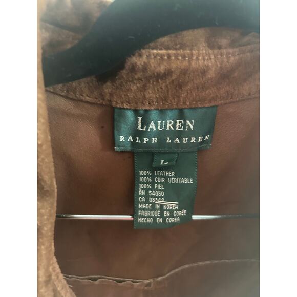Vintage Lauren Ralph Lauren Brown Suede Leather Short Jacket Large - Picture 6 of 8